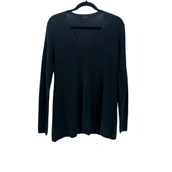 Eileen Fisher Superfine Merino V-Neck Tunic Top in Long Sleeve Green Size S - Picture 1 of 9